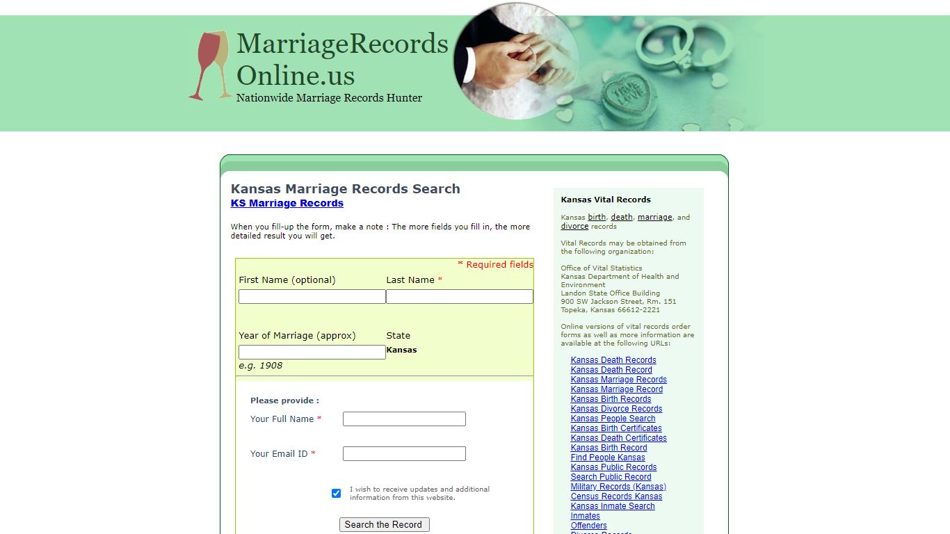 Kansas Marriage Records Search